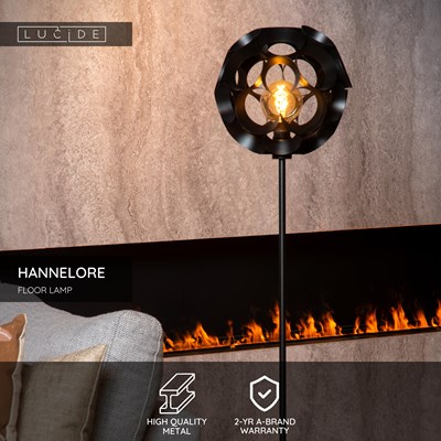 Lucide HANNELORE - Floor lamp - Ø 30 cm - 1xE27 - Black